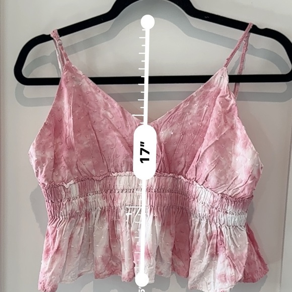 Cotton Candy Pink Smocked Peplum Camisole crop top baby pink size L y2k - Picture 6 of 6